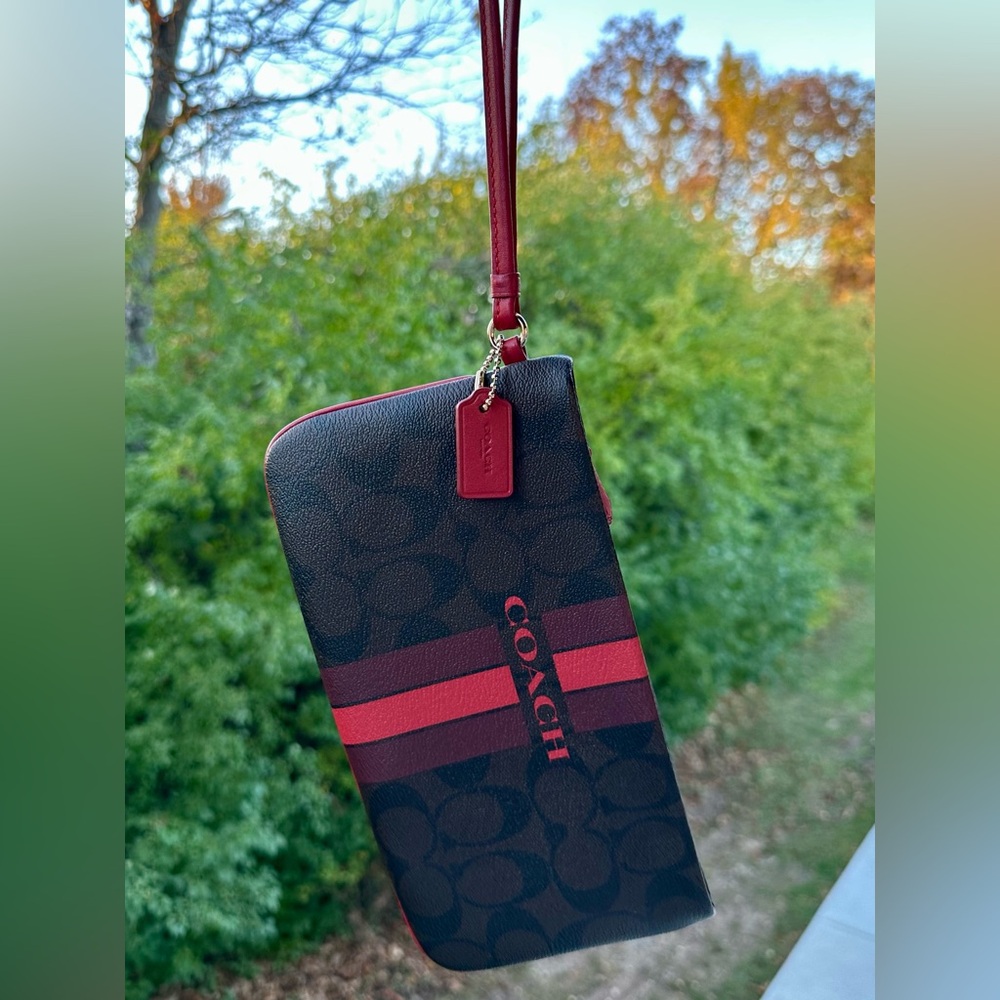 Coach Black and Red Signature Wristlet
